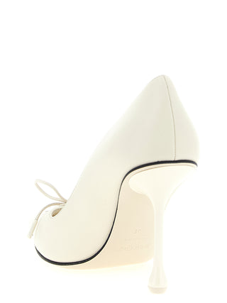 White Leather High Heel Pumps