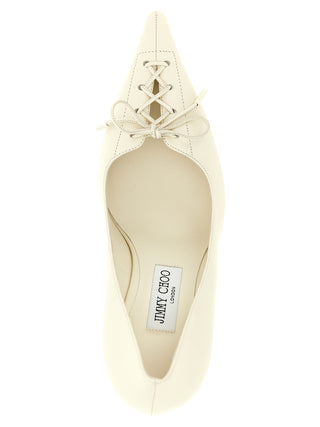 White Leather High Heel Pumps