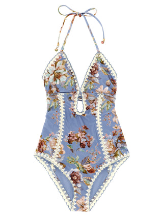 Blue Polyamide One-Piece Swimsuit