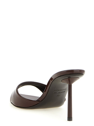 Sandalias de tacón stiletto marrón de piel de becerro
