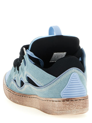 Blue Cotton Athletic Sneakers