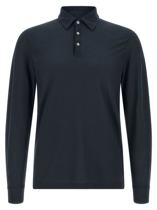 Blue Cotton Polo Shirt