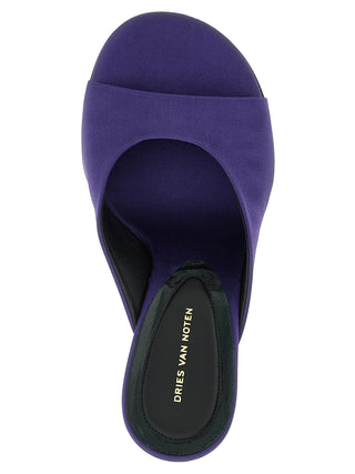 Purple Cotton Wedge Sandals