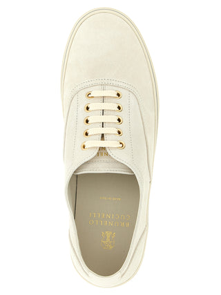Beige Calfskin Low Top Sneakers