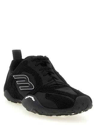 Black Polyester Athletic Sneakers