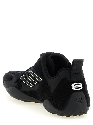 Black Polyester Athletic Sneakers