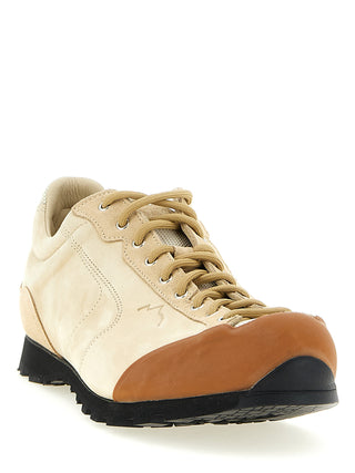 Beige Leather Athletic Sneakers