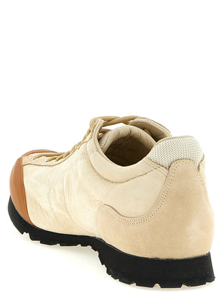 Beige Leather Athletic Sneakers