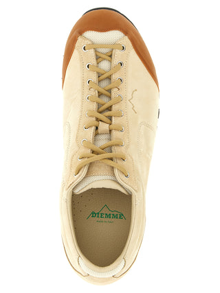 Beige Leather Athletic Sneakers