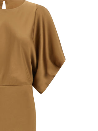 Beige Polyester Long Dress