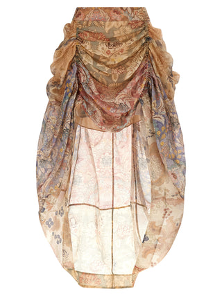 Multicolor Linen Midi Skirt