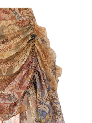 Multicolor Linen Midi Skirt