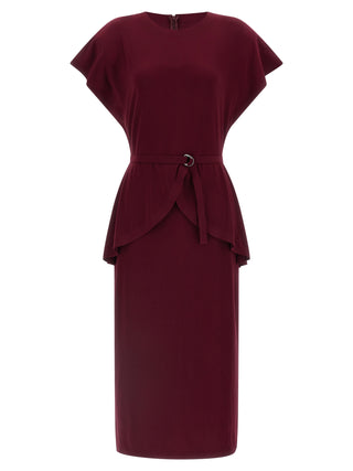 Bordeaux Polyester Midi Dress