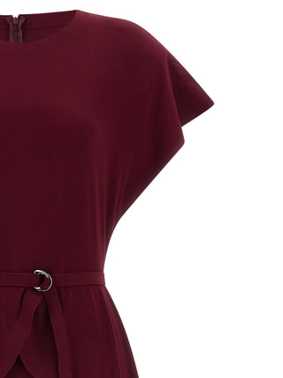 Bordeaux Polyester Midi Dress