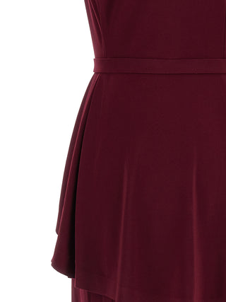 Bordeaux Polyester Midi Dress