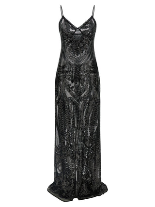 Black Polyester Long Dress