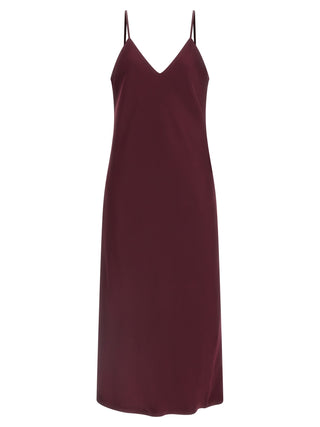 Bordeaux Polyester Midi Dress