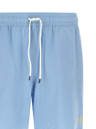 Blue Polyester Swim Shorts