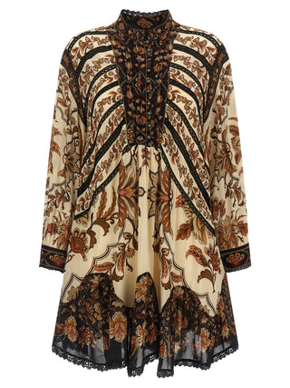Vestido corto beige de viscosa