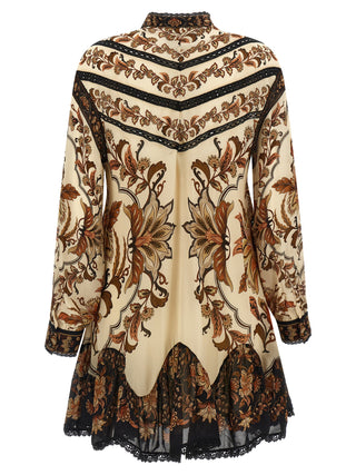 Vestido corto beige de viscosa