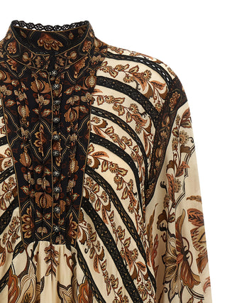 Vestido corto beige de viscosa