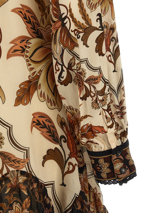Vestido corto beige de viscosa