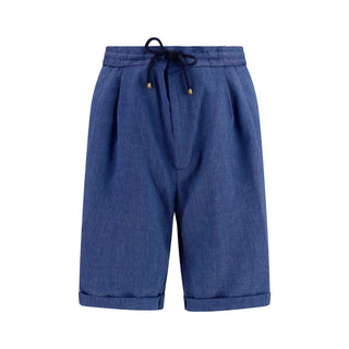 Blue Linen Bermuda Shorts