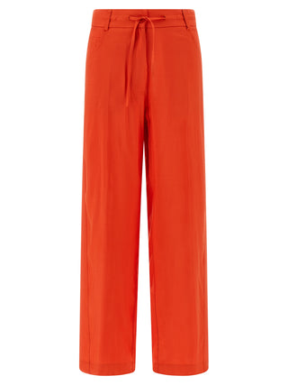 Orange Viscose Casual Pants