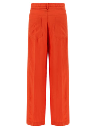 Orange Viscose Casual Pants