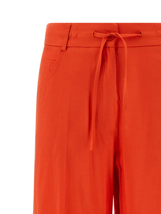 Orange Viscose Casual Pants