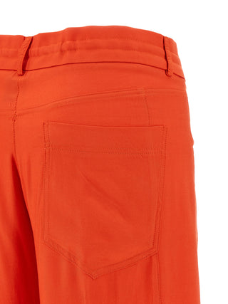 Orange Viscose Casual Pants