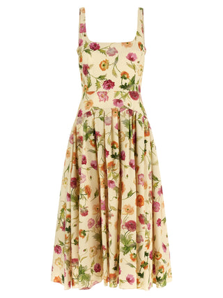 Beige Cotton Midi Dress