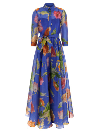 Blue Silk Long Dress