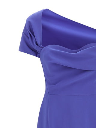 Blue Polyester Long Dress