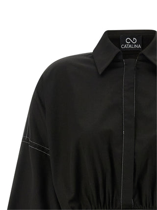 Black Polyester Short Dress