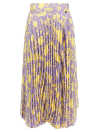 Falda midi morada de poliéster reciclado