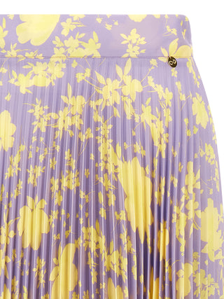 Falda midi morada de poliéster reciclado