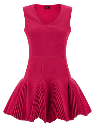 Fuchsia Polyester Short Dress