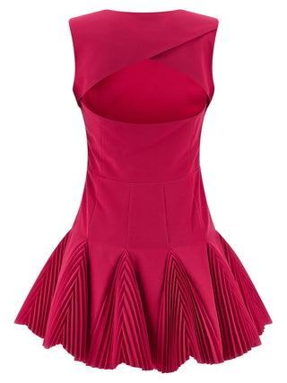 Fuchsia Polyester Short Dress