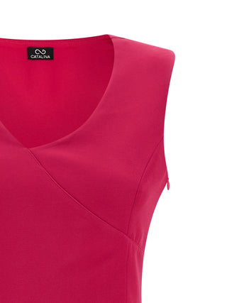 Fuchsia Polyester Short Dress
