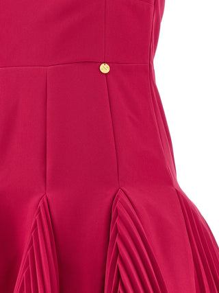 Fuchsia Polyester Short Dress