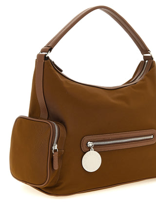 Bolso de hombro marrón de poliamida