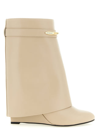 Beige Calfskin Ankle Boots