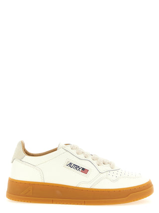 Beige Cowhide Low Top Sneakers