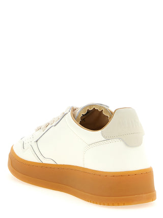Beige Cowhide Low Top Sneakers