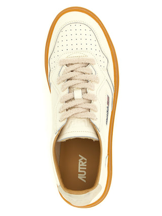 Beige Cowhide Low Top Sneakers