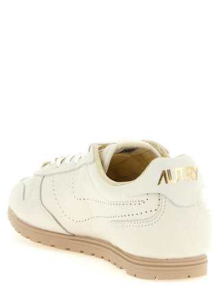 Beige Cowhide Low Top Sneakers