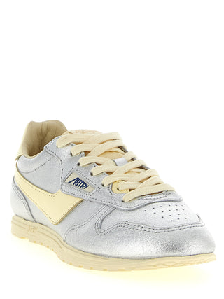 Silver Cowhide Low Top Sneakers