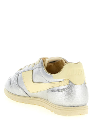 Silver Cowhide Low Top Sneakers