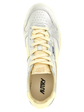 Silver Cowhide Low Top Sneakers